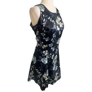 Vtg DBY Women’s Satin Dress Floral Preppy 90s Y2K Tie Back Mini Flirty Skater